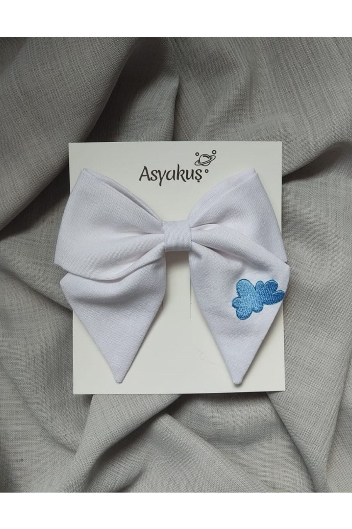 White Cloud Embroidered Bowknot Automatic Buckle