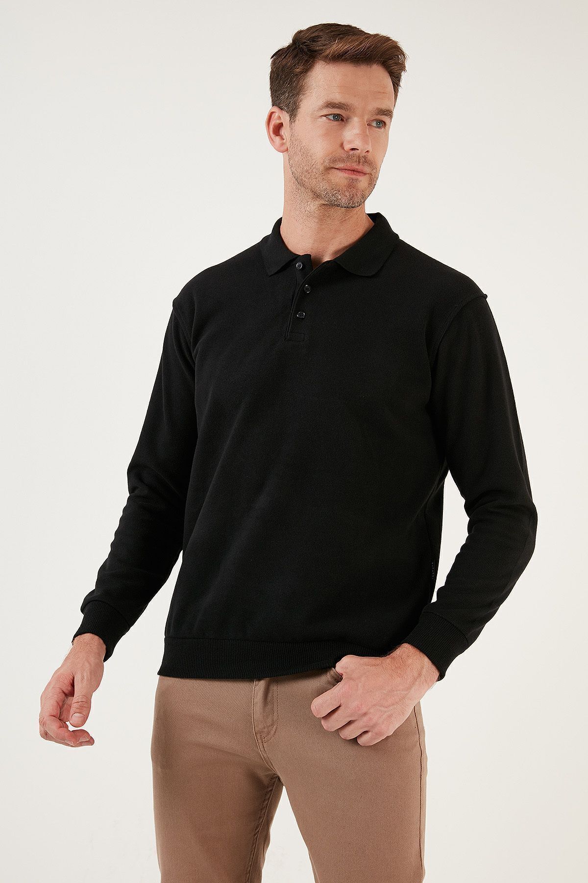 Buratti Pamuklu Regular Fit Düğmeli Polo Yaka Kazak Erkek KAZAK 4562113W4 görsel 5