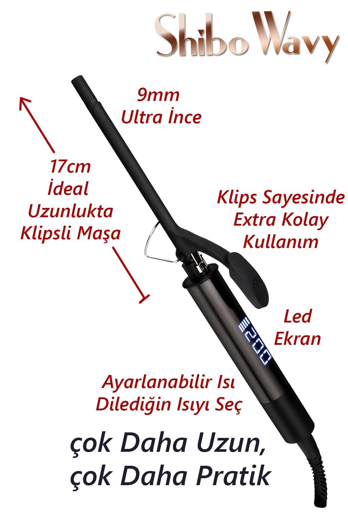 Shibowavy-9mm Curly - Thin Hair Curling Iron (Afro Wave) with Clips and Long Gloves Gift 3