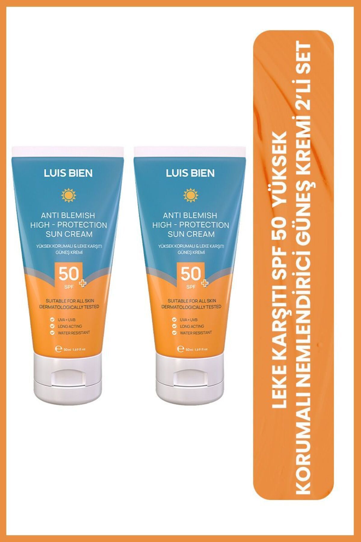 کرم ضد آفتاب صورت ANTI SPF 50+ | حفاظت بالا و مرطوب کننده برای همه انواع پوست 2 ست Luis Bien
