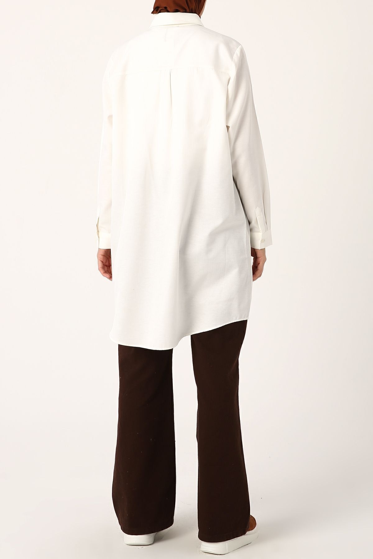 ALLDAY-Ecru Plus Size Basic πουκάμισο Tunic 5