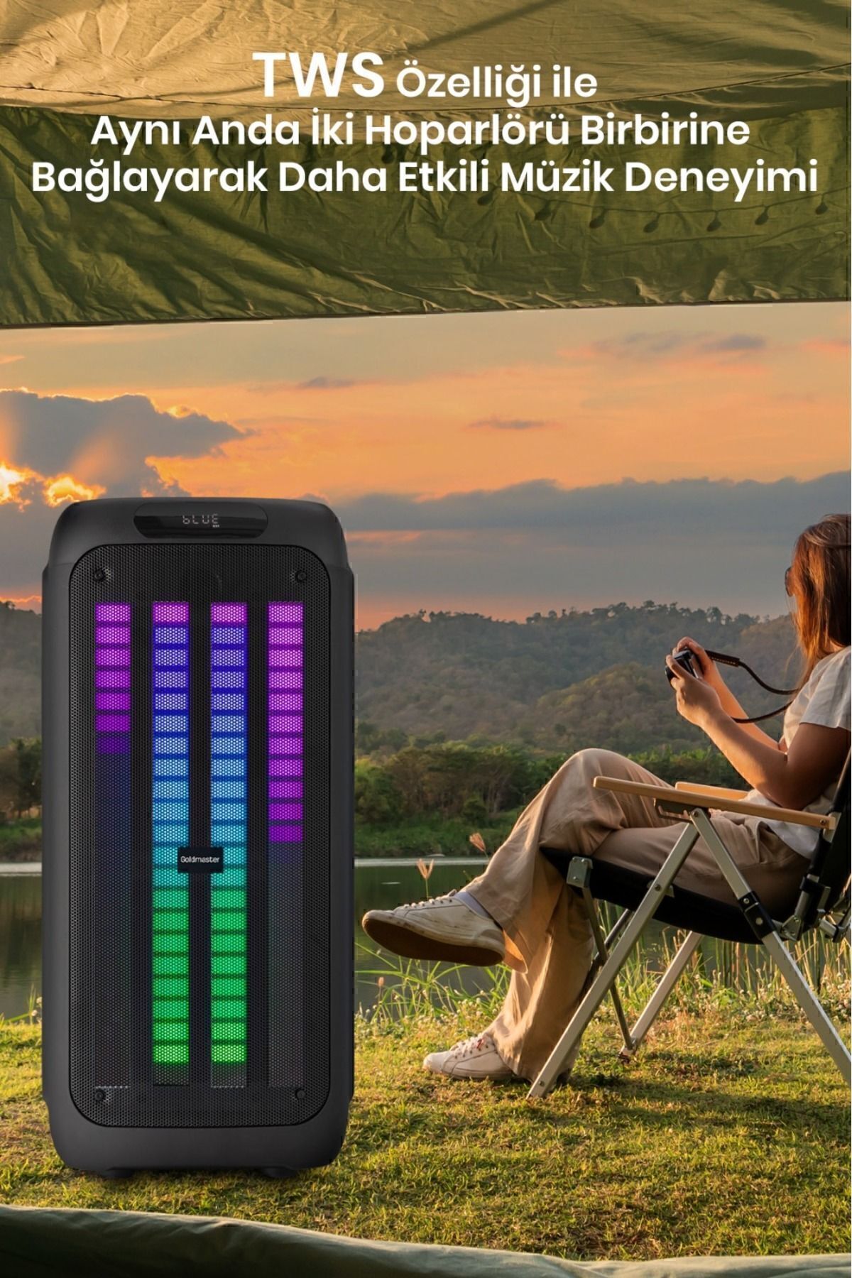 Taşınabilir Şarj Edilebilir Party Box Işıklı Bluetooth Hoparlör 5
