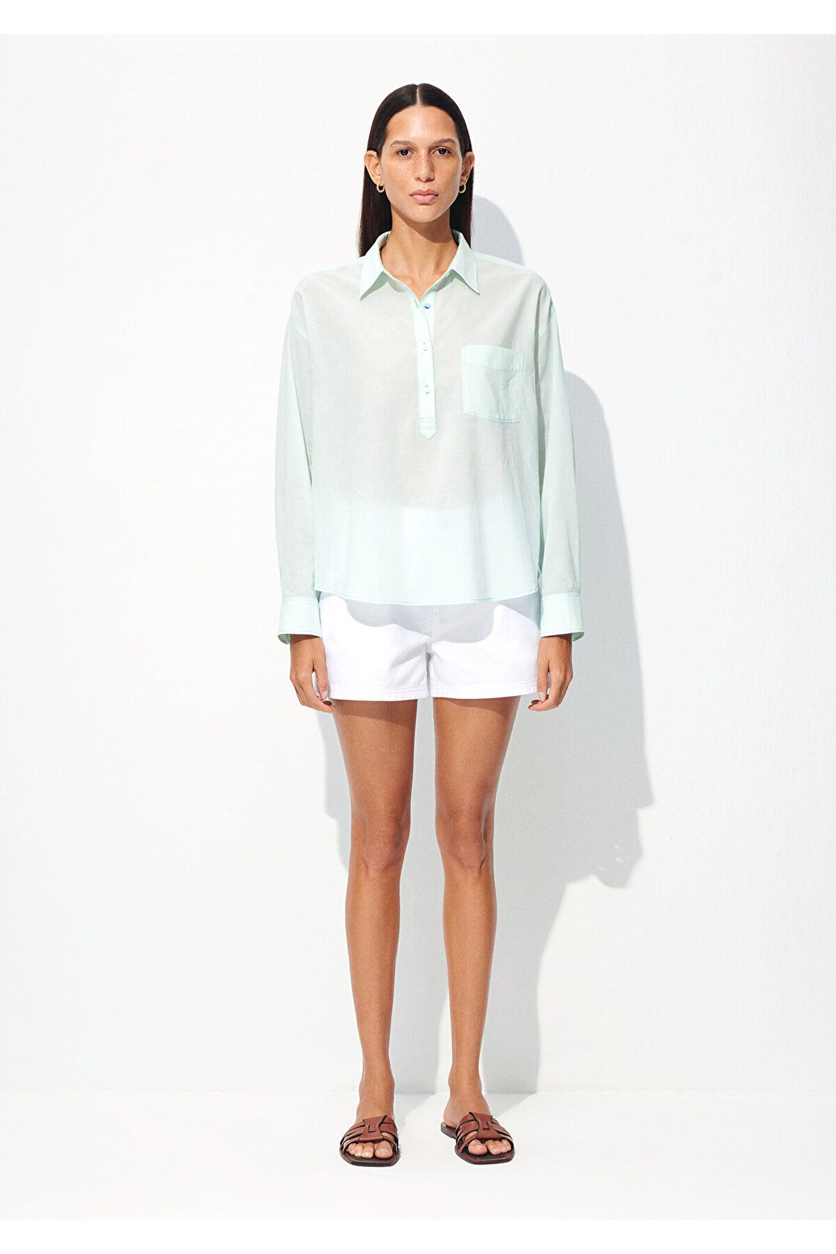 Mavi-Green Button Detailed Blouse - 1210907 -71633 3