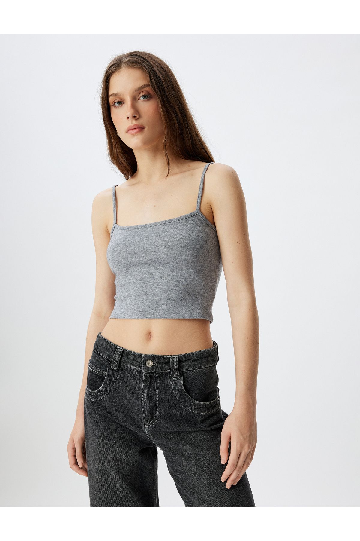 Koton-Slim Fit Crop Undershirt with Thin Straps 3