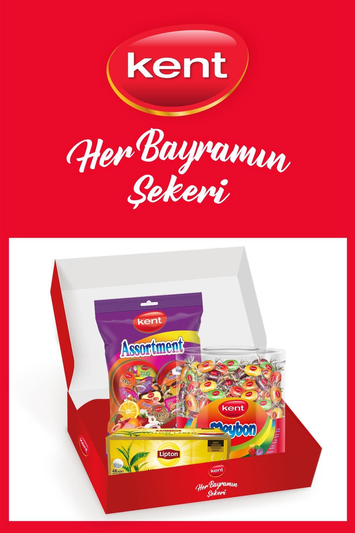 KENT Assortment & Meybon Mini Meyveli Karışık Bayram Şekeri 2'li - Lipton Demlik Poşey Çay Hediyeli