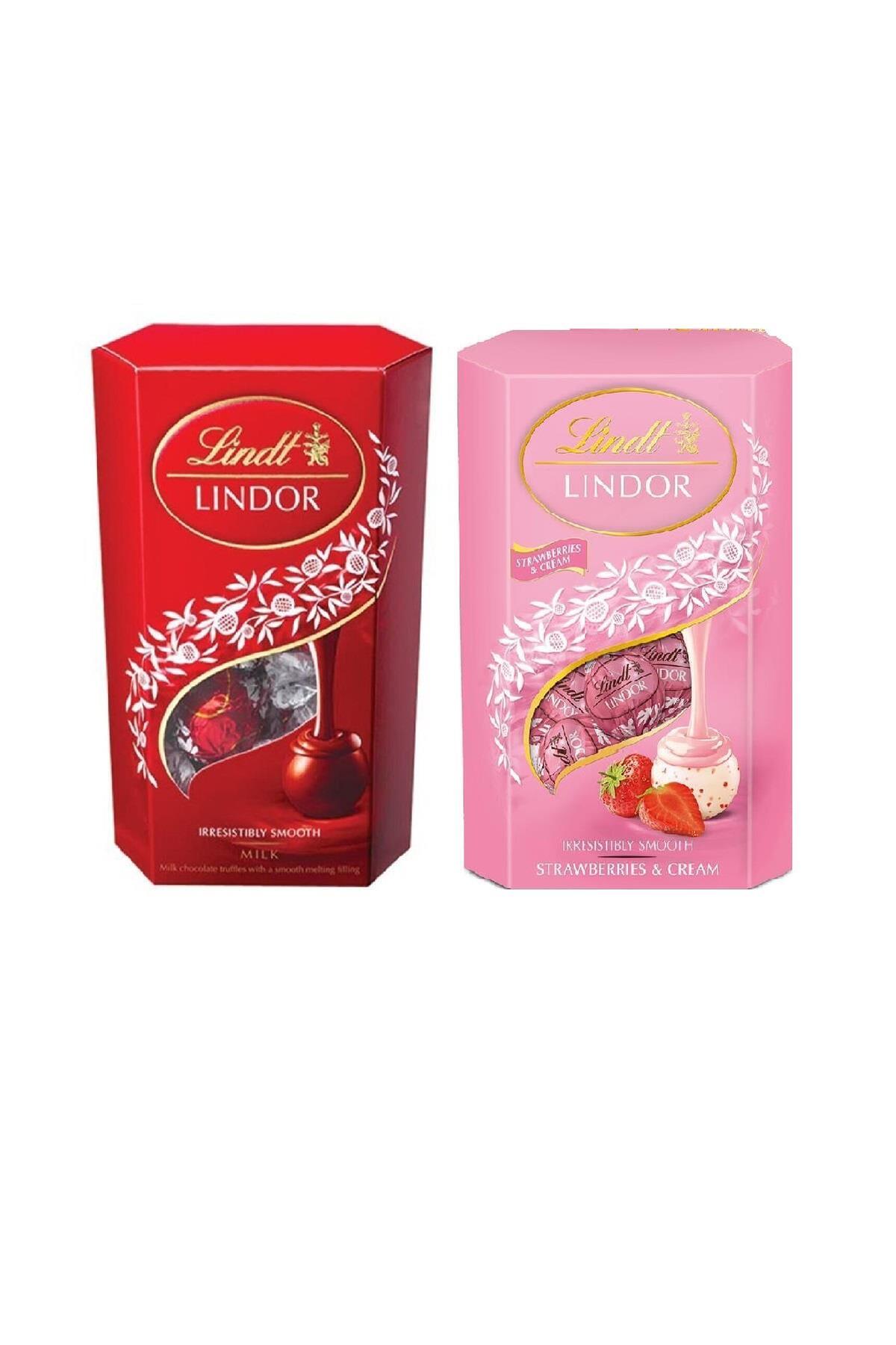 Lindt Lindor Cornet Milk Çikolata 200 gr + Lindor Strawberry