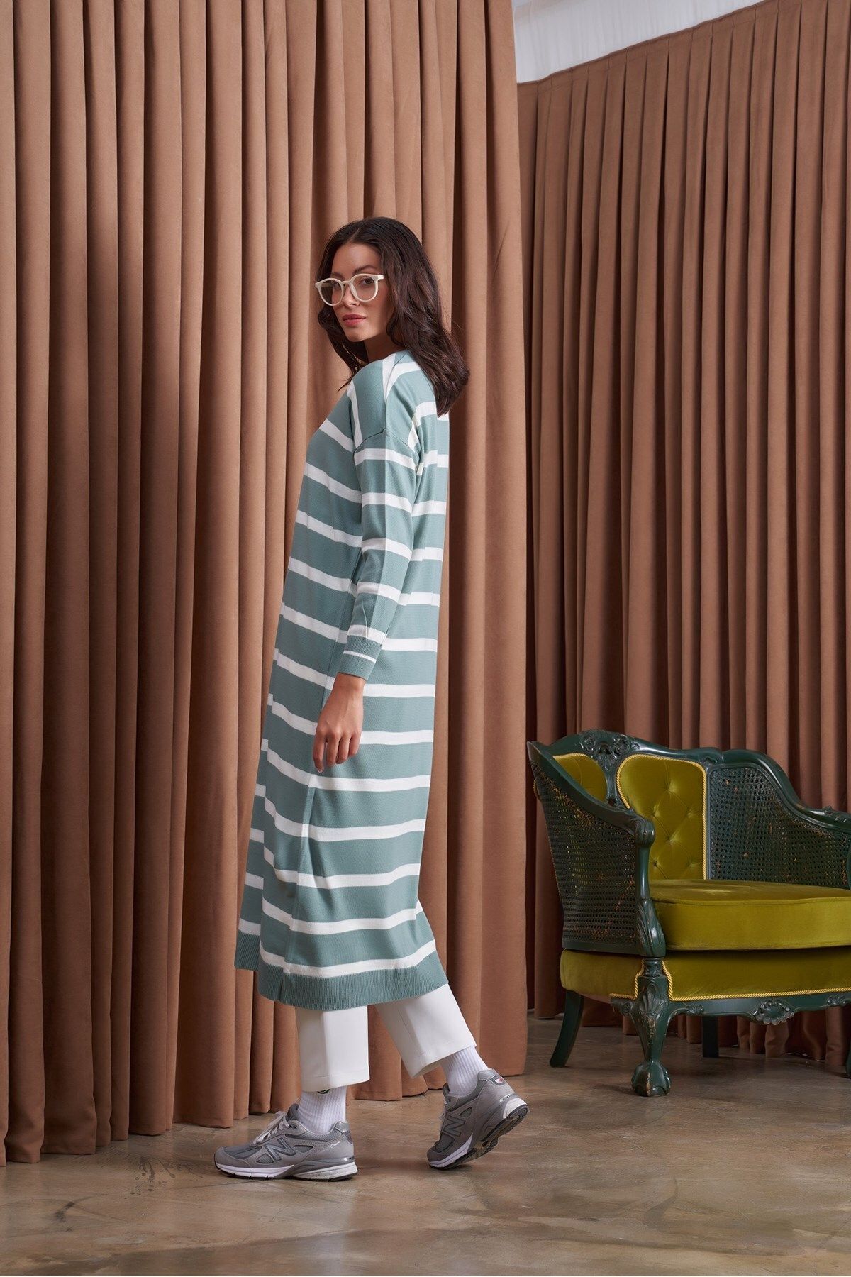 QANU-Basic Striped Knitwear Mint 1