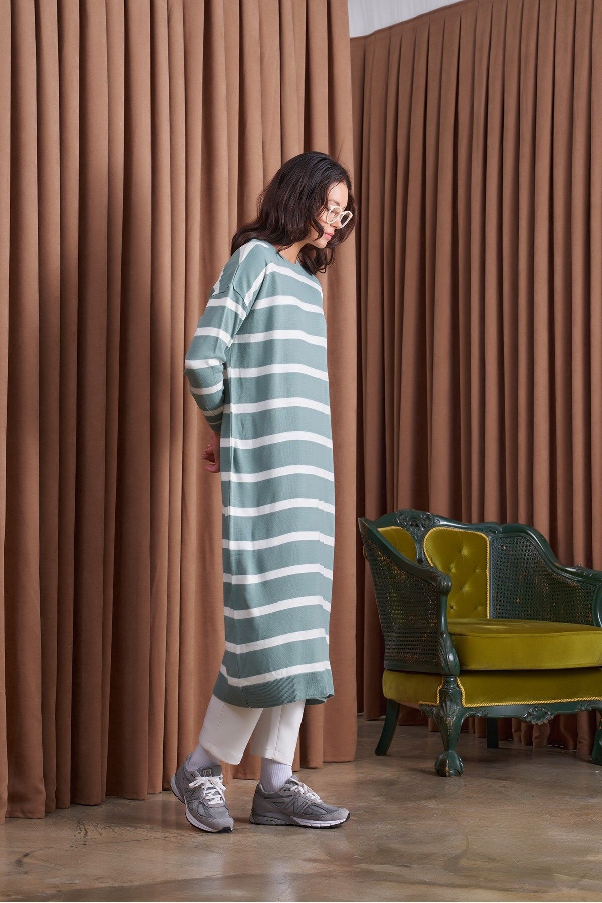 QANU-Basic Striped Knitwear Mint 5