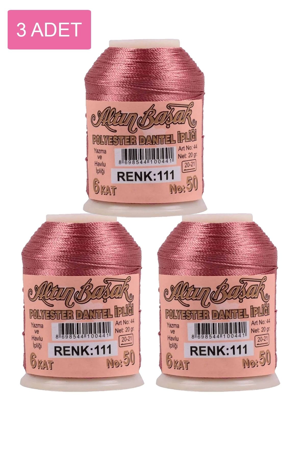 Angoravi 3 Adet Altınbaşak Oya ve Dantel İpi 20 gr - Royaleks - No: 111