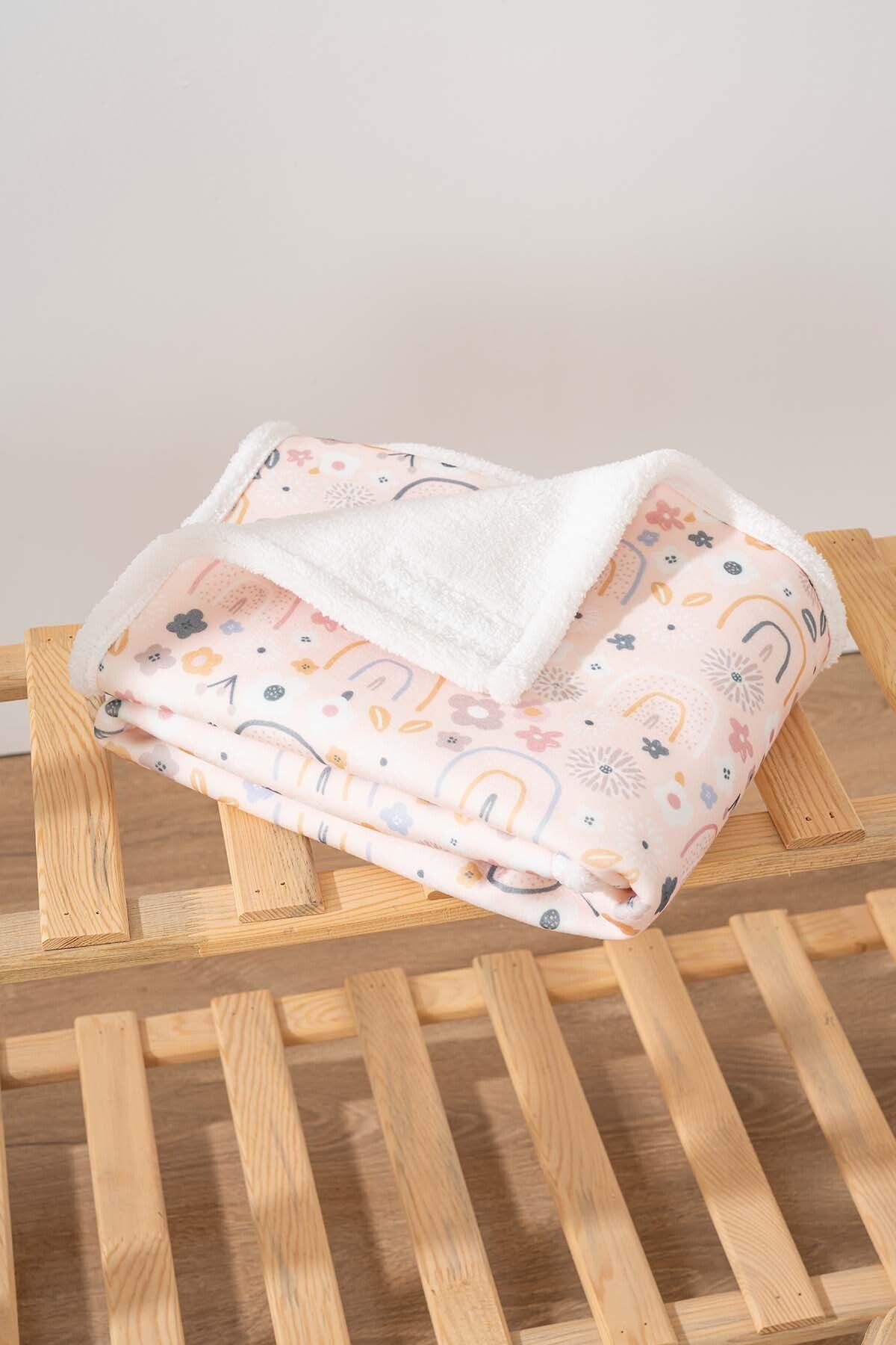 Rivaİstanbul-70X100 cm Rainbow Patterned Fluffy Baby Blanket 3