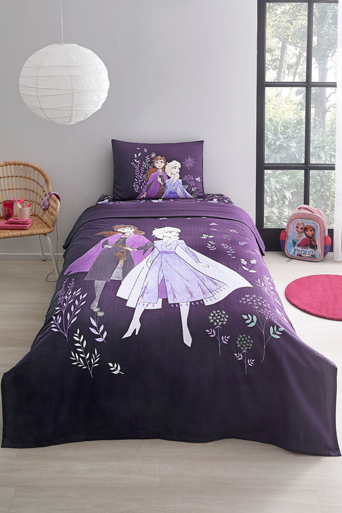 Özdilek Frozen Natural Tek Kişilik Disney Lisanslı Lastikli Fitted Çarşaf Çocuk Pike Takımı