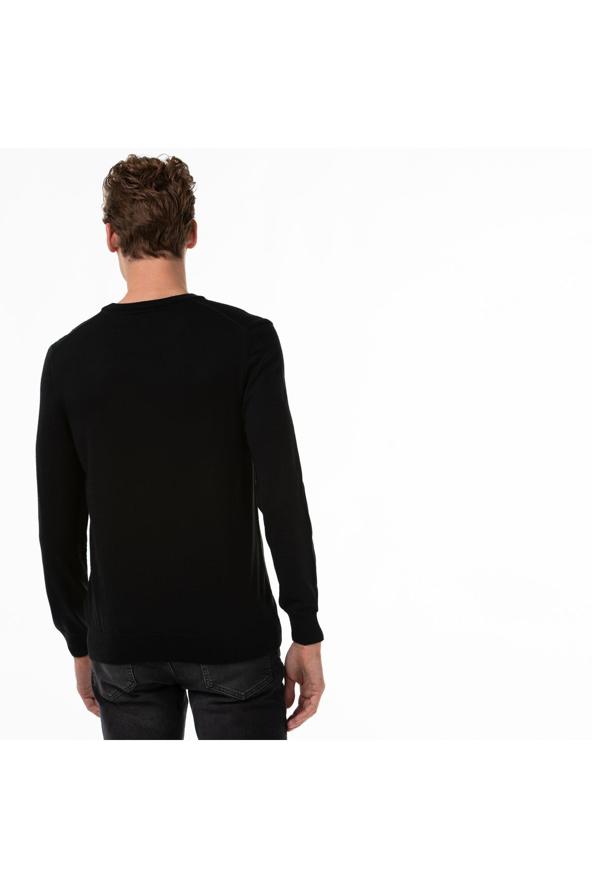 پلیور مشکی مردانه یقه دوچرخه سواری لباس کت و شلوار Lacoste