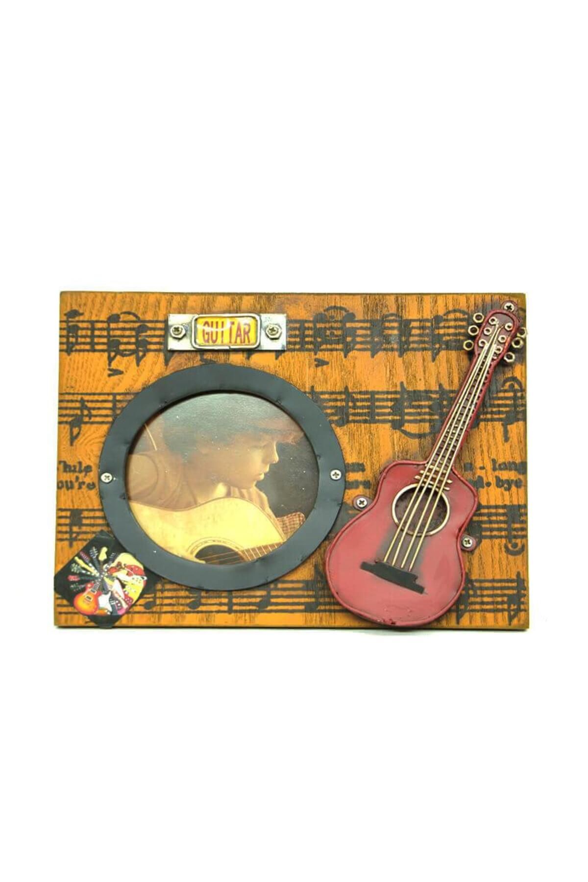 Serero Dekoratif Metal Çerçeve Gitar Dekorlu Vintage Ev Ofis Hediyelik