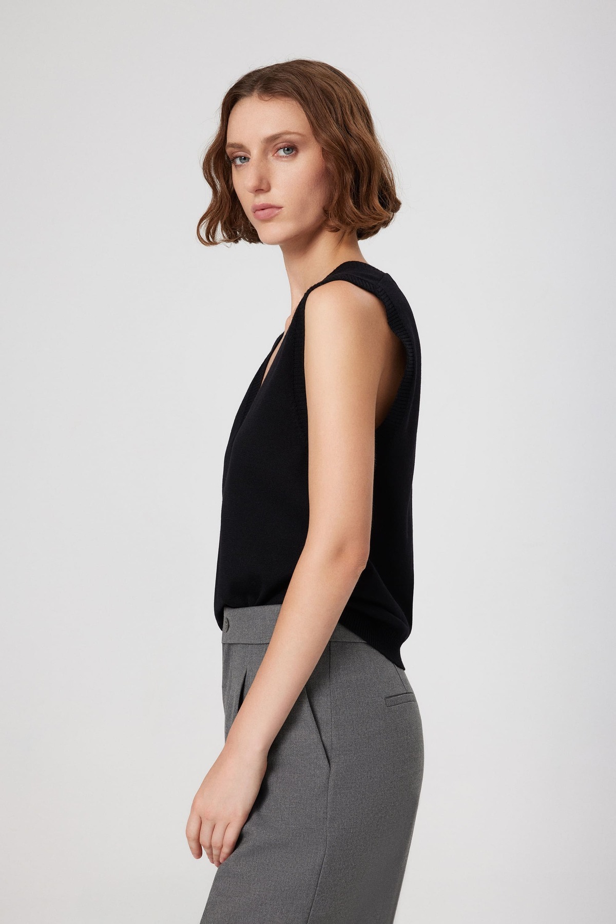 Mısırlı-V-Neck Black Knitwear Women's Sweater 3