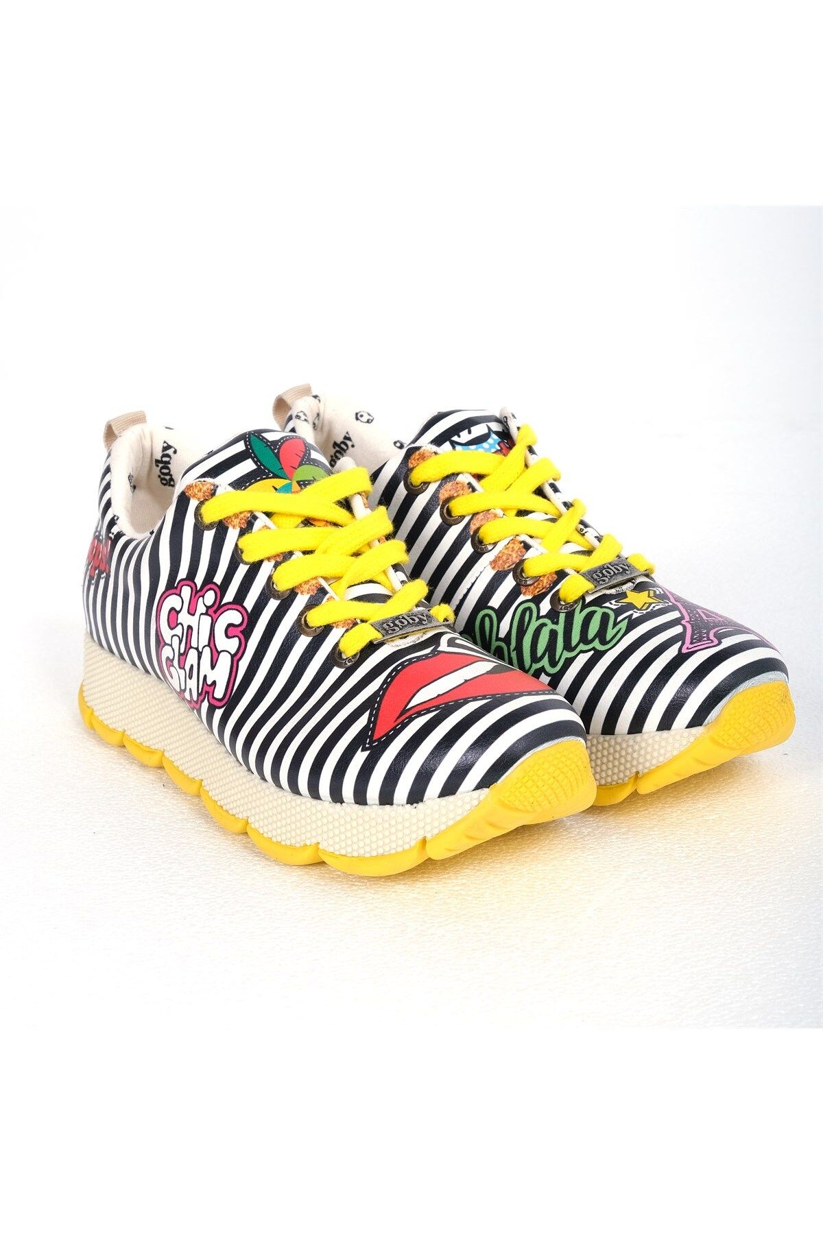 CassidoShoes-Cassıdoshoes Heart Printed Yellow Goby Sport 025-201 7