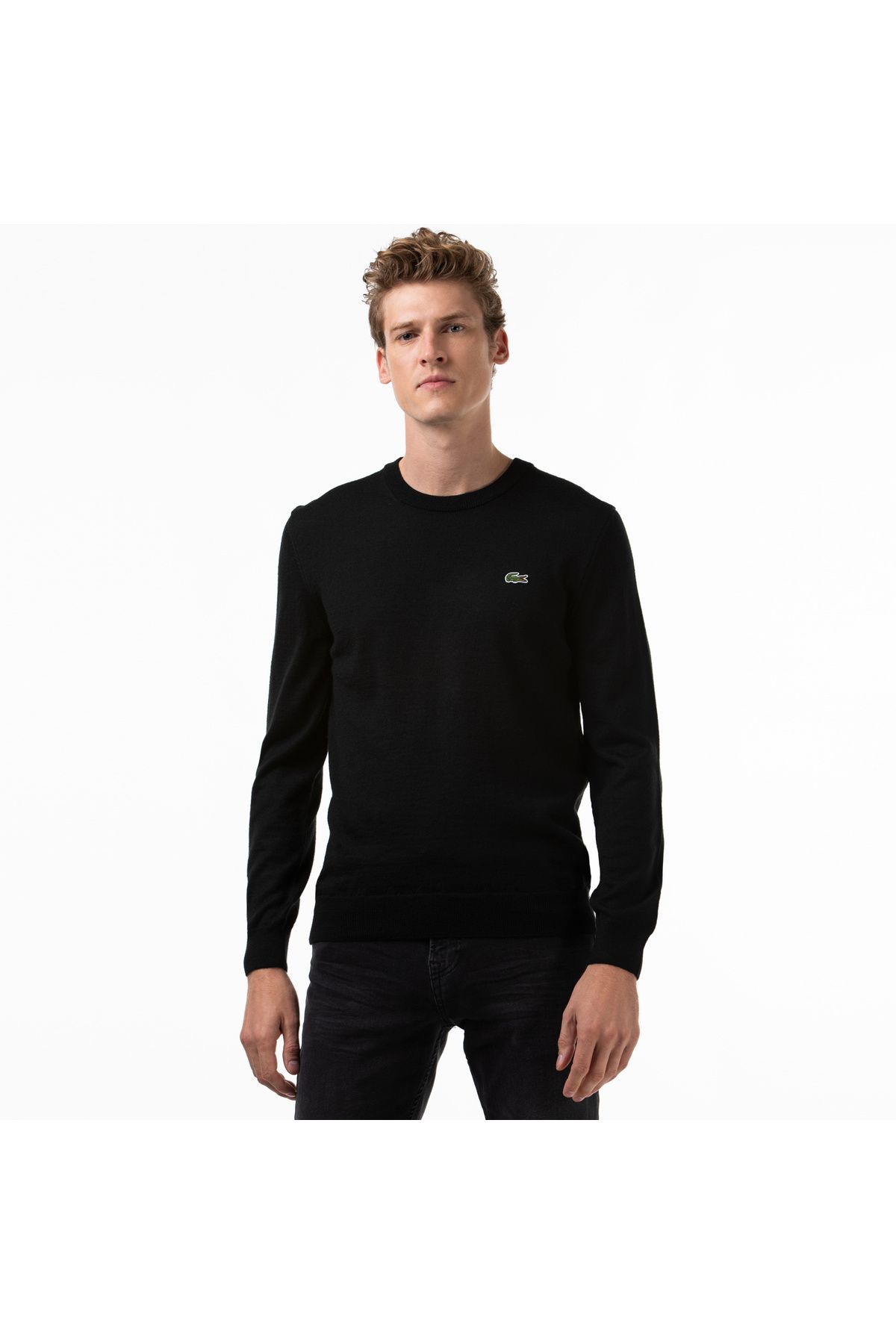 پلیور مشکی مردانه یقه دوچرخه سواری لباس کت و شلوار Lacoste