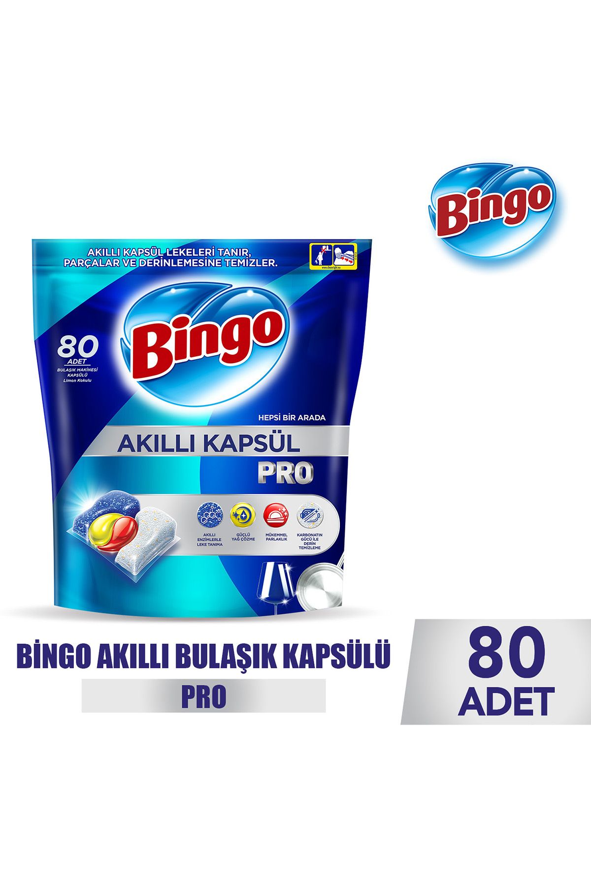 Bingo Akıllı Kapsül Pro Bulaşık Makinesi Deterjanı Tableti 80'li