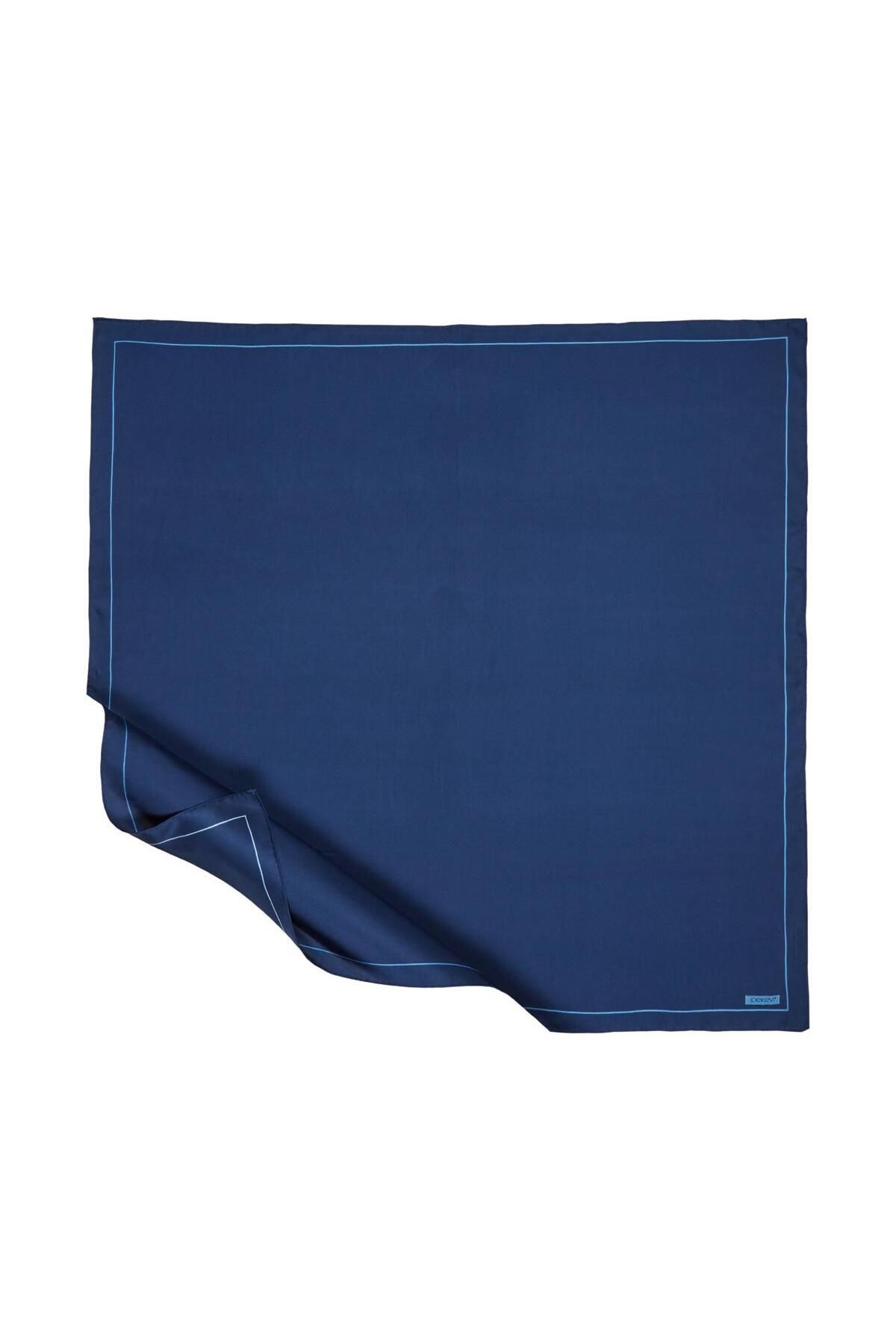 ipekevi-İpekevi Twill Silk Scarf - Frame - Ocean Blue 1