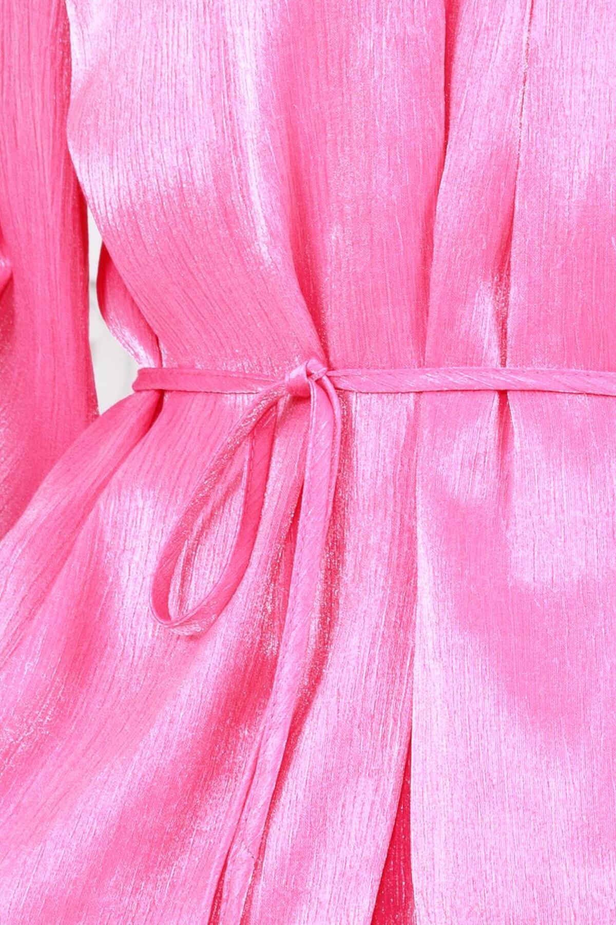 Sevitli-Lara Fuchsia Double Set with Balloon Arm and Skirt 4