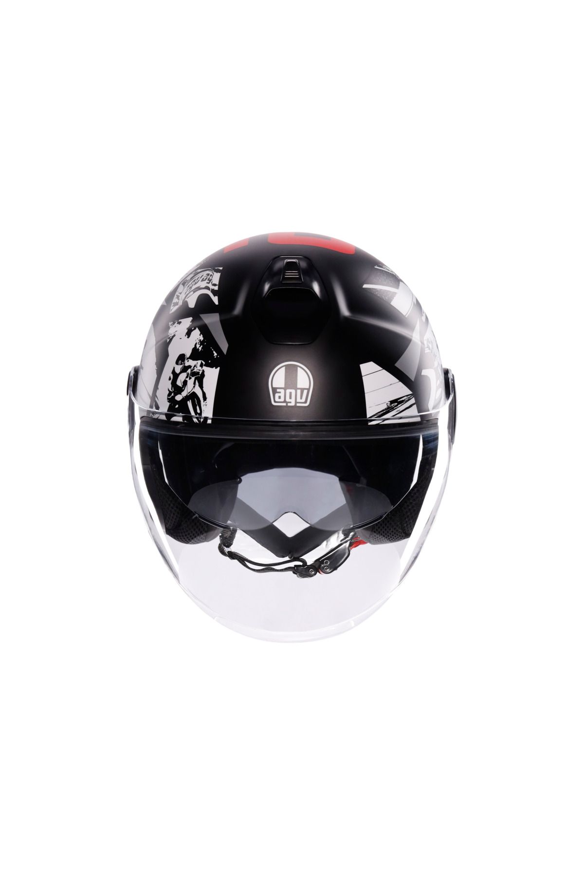 AGV-Eteres History Matt Black White Red Open Helmet 2