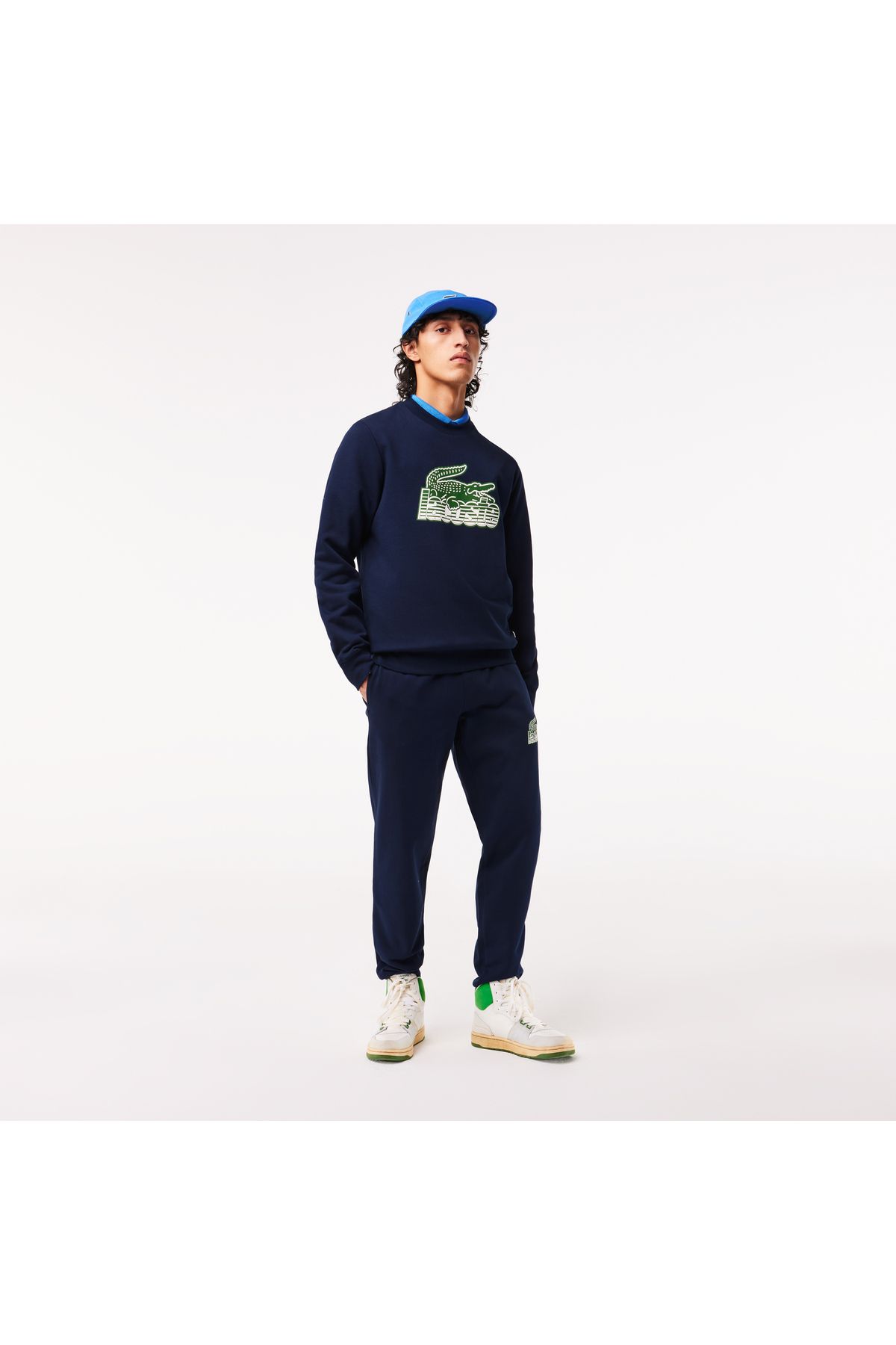 شلوار گرمکن آبی مردانه Neo Heritage 's Slim Fit Navy Blue TrackSuit شش Lacoste