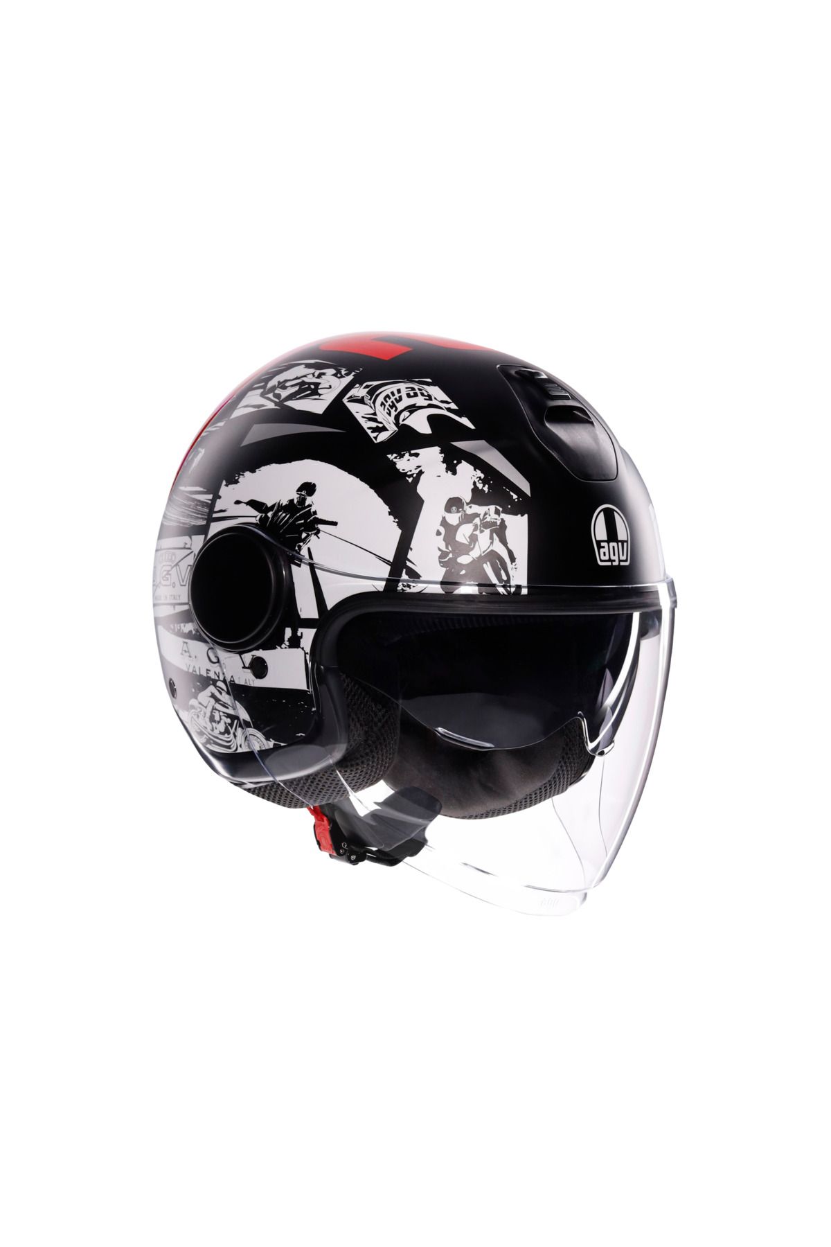 AGV-Eteres History Matt Black White Red Open Helmet 1