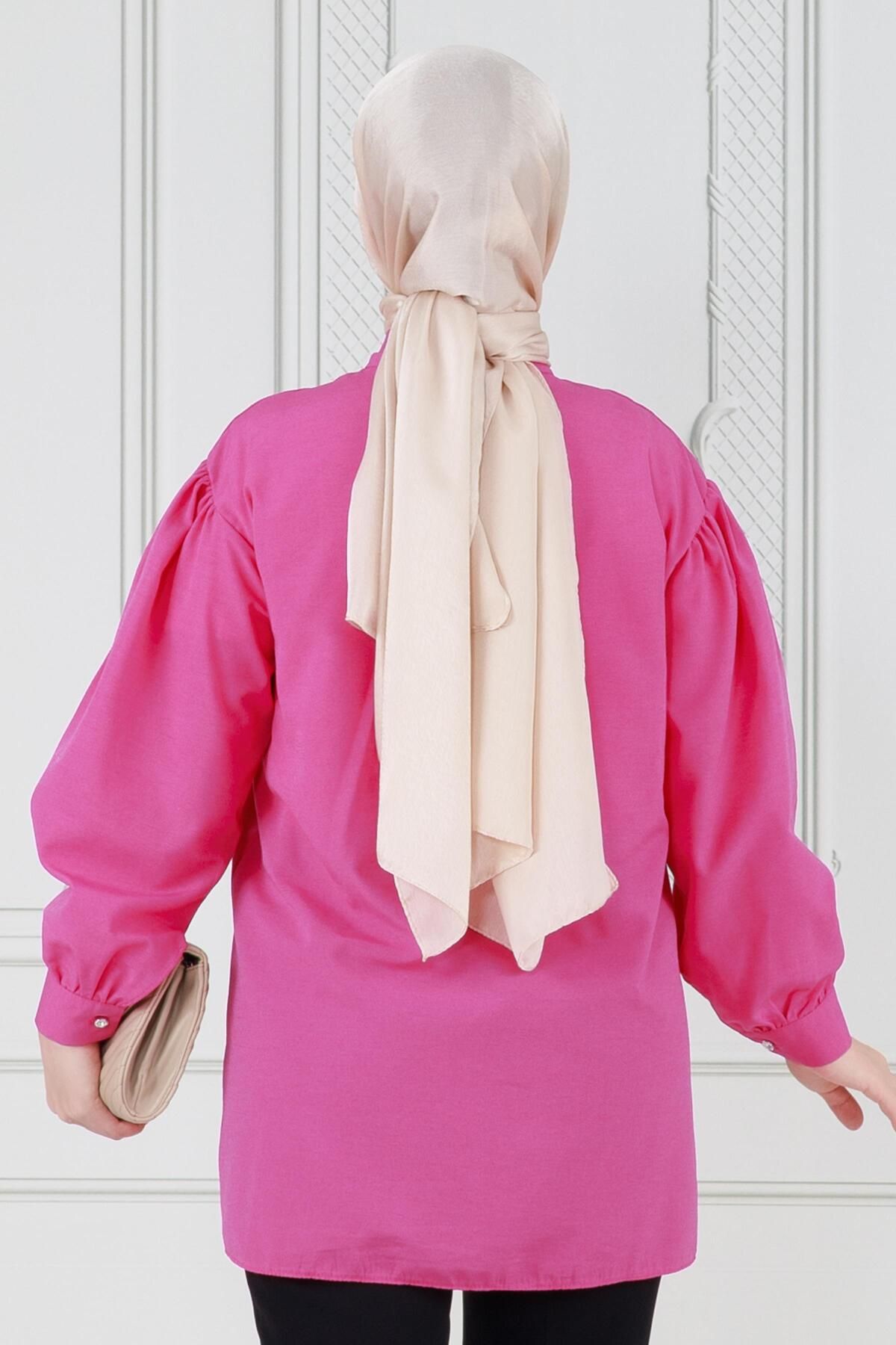 Sevitli-Fuchsia Tunic - Rose Detail on the Front 5