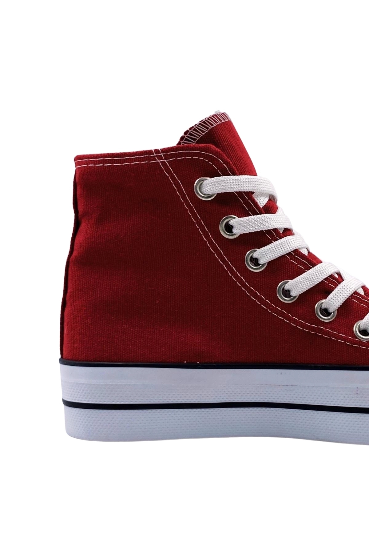 Melen Shoes Skystride Bordo Kalın Tabanlı Boğazlı Keten Kadın Sneaker Spor Ayakkabı görsel 6