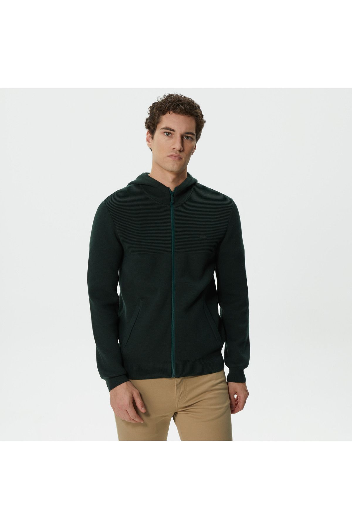 پلیور سبز مردانه آستین بلند و مناسب تریکو تیره Lacoste