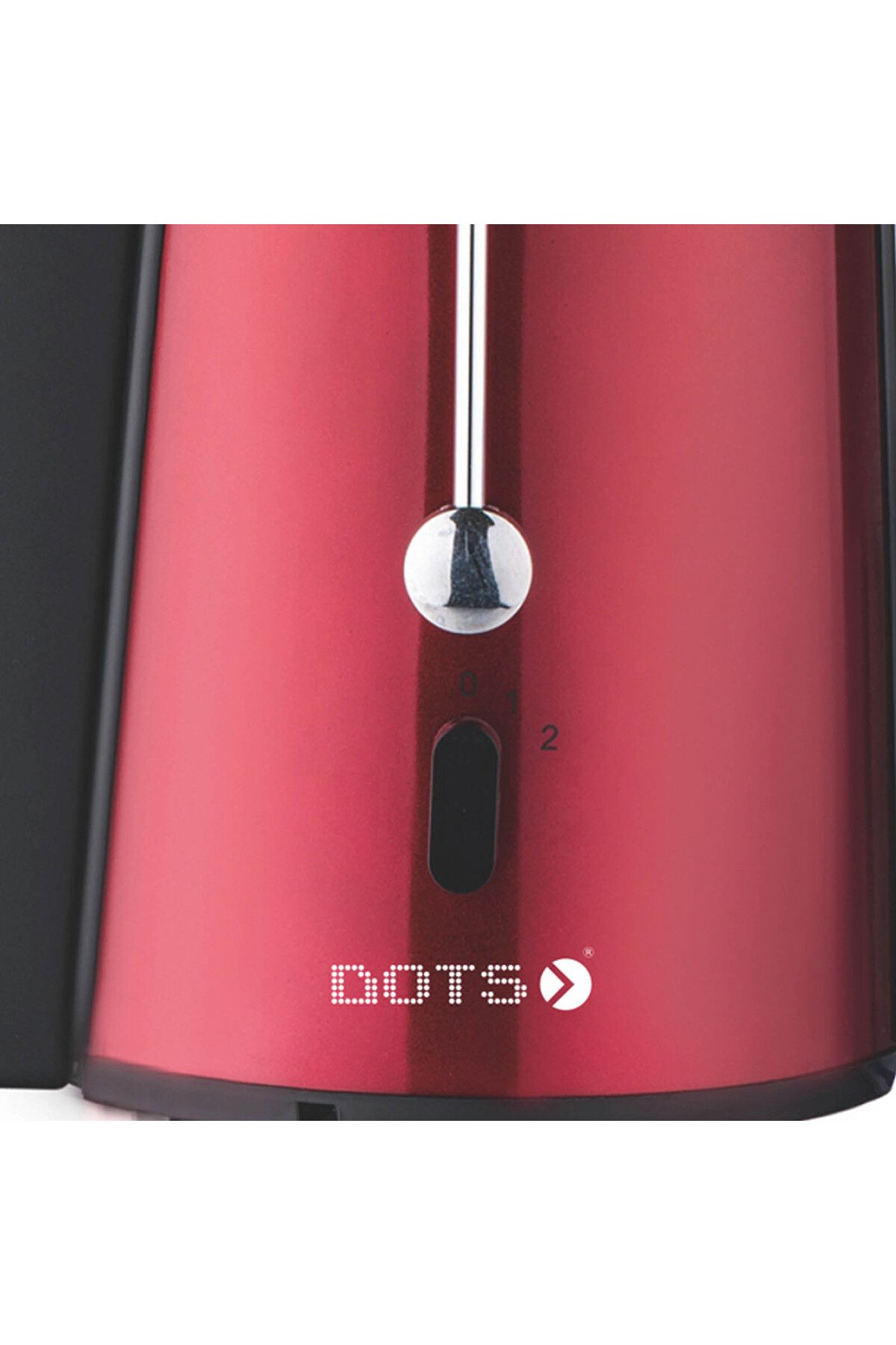 DOTS-عصارة من الفولاذ المقاوم للصدأ مع وعاء لب سعة 2 لتر وكوب عصير سعة 1 لتر مع فلتر شبكي - 850 وات - أحمر وأسود 2