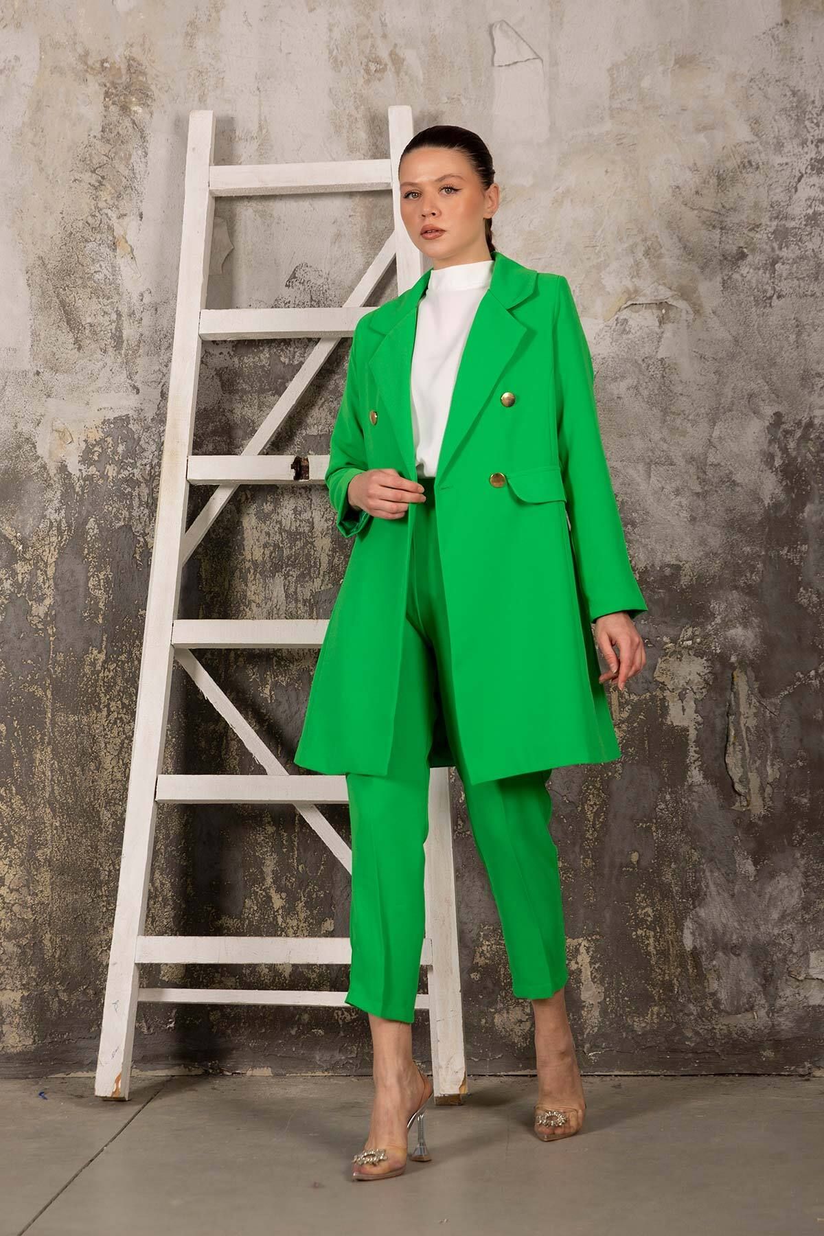 Melike Tatar-Green Business Jacket Set 32-3040 1