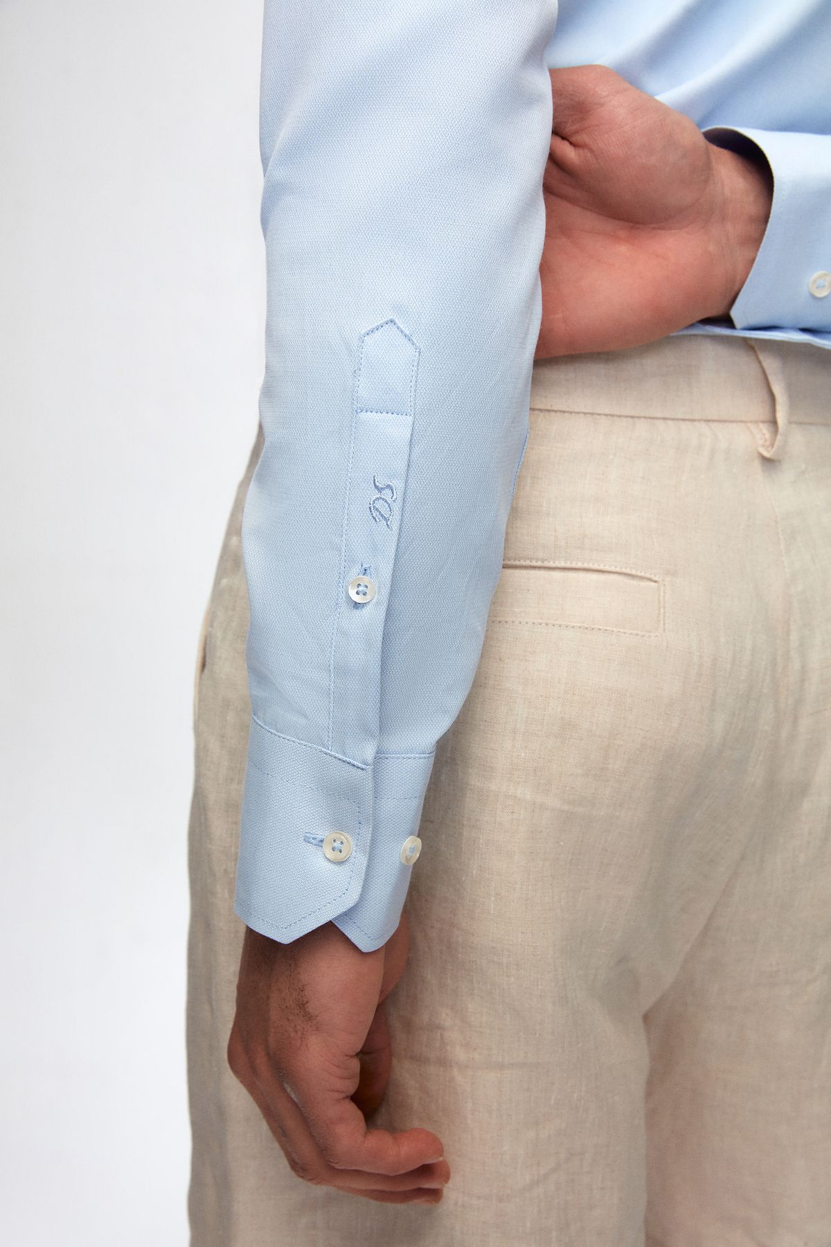 D'S Damat-Cămașă Dobby albastră slim fit 4