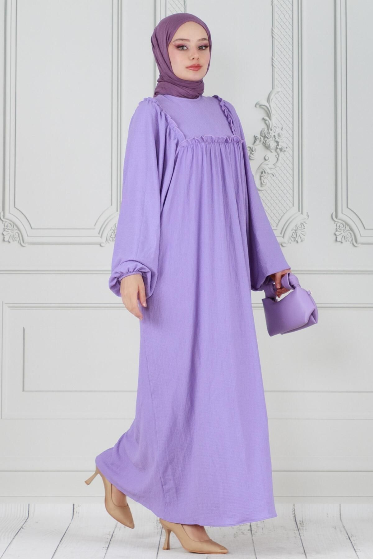 Sevitli-Lilac Ruffle Frilly Roaba Dress 2