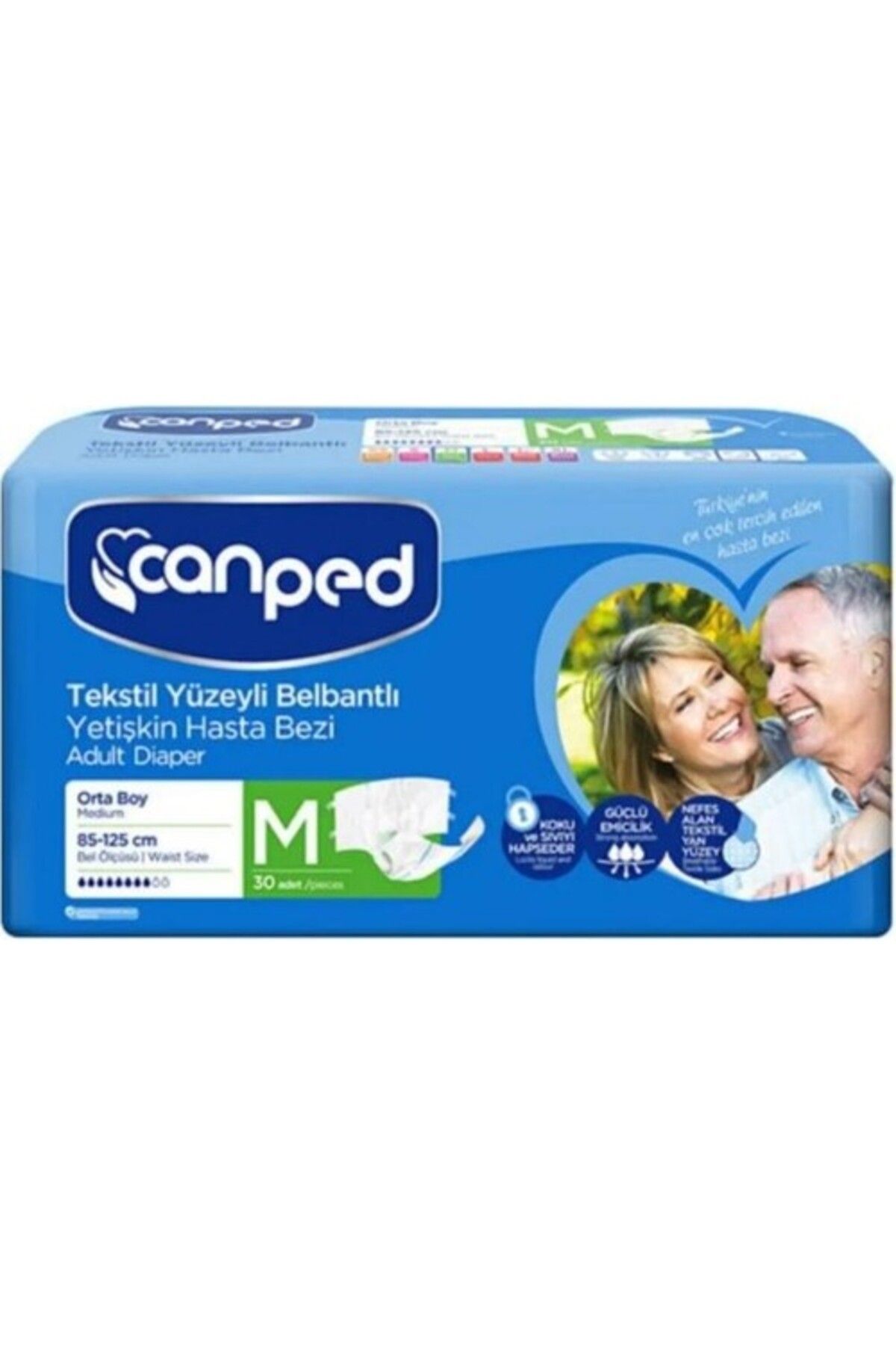 Canped Belbantlı Tekstil Yüzeyli Hasta Bezi Orta Boy Medium 30 Lu