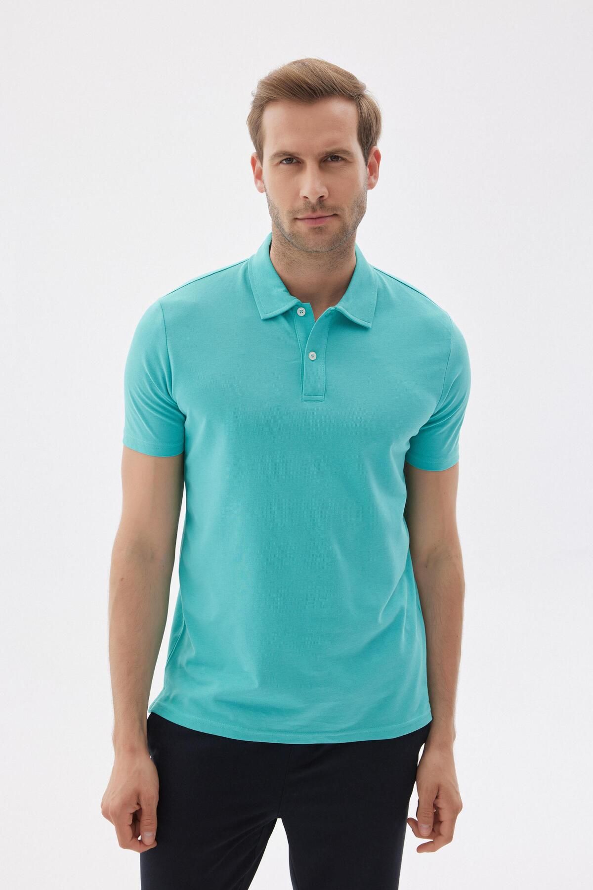 odelon-Tricou polo pentru bărbați, verde apă - Potrivire obișnuită de bază 1