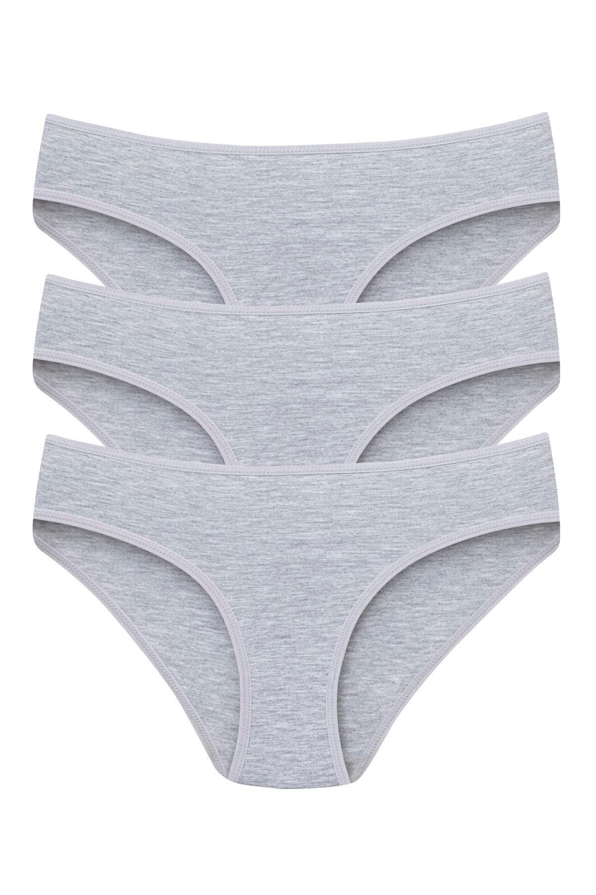 Arma Yıldız-Set of 3 Grey Cotton Women's Slip Panties 1