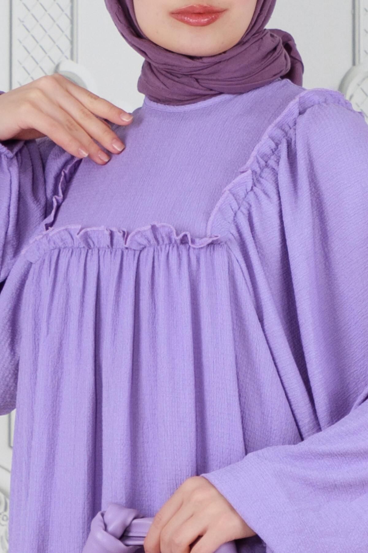 Sevitli-Lilac Ruffle Frilly Roaba Dress 4