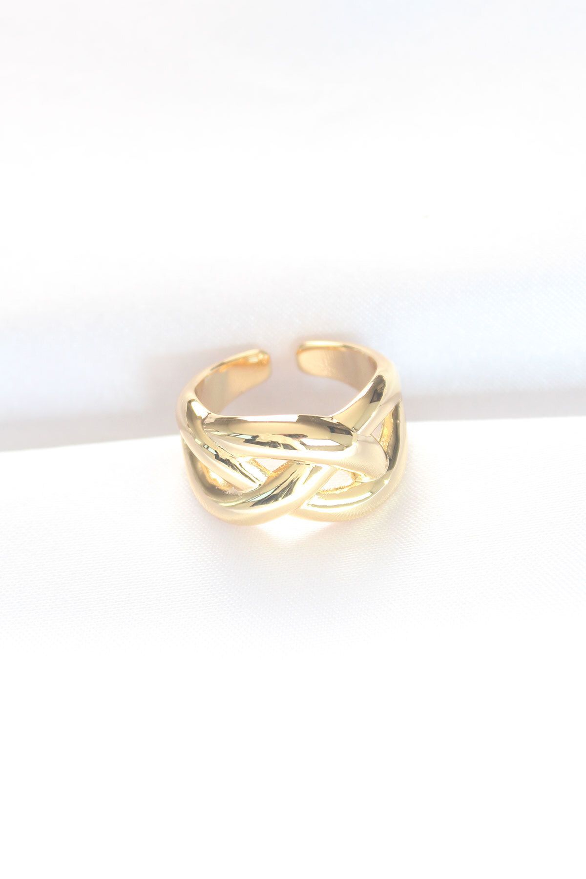 STİL E DİVERSO-Knot Model Gold Color Adjustable Ring 2