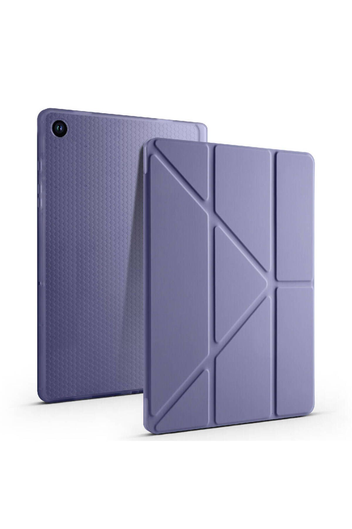 zore-Galaxy Tab A9 Plus - Light Green Tri Folding Case and Stands with Compartment 4