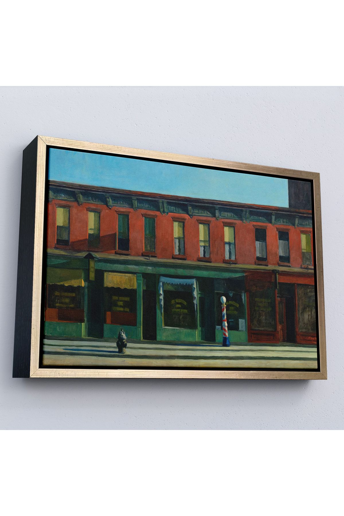 Shoprit Çerçeveli Edward Hopper - Pazar Sabahının Erken Saatleri Tablosu - Early Sunday Morning-7069
