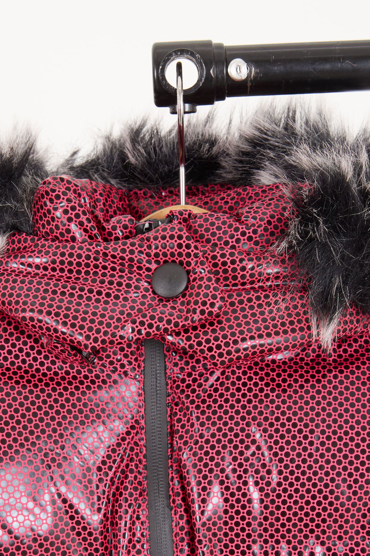 Cansın Mini-Girl's Hexagon Patterned Claret Red Puffer Coat 16272 5