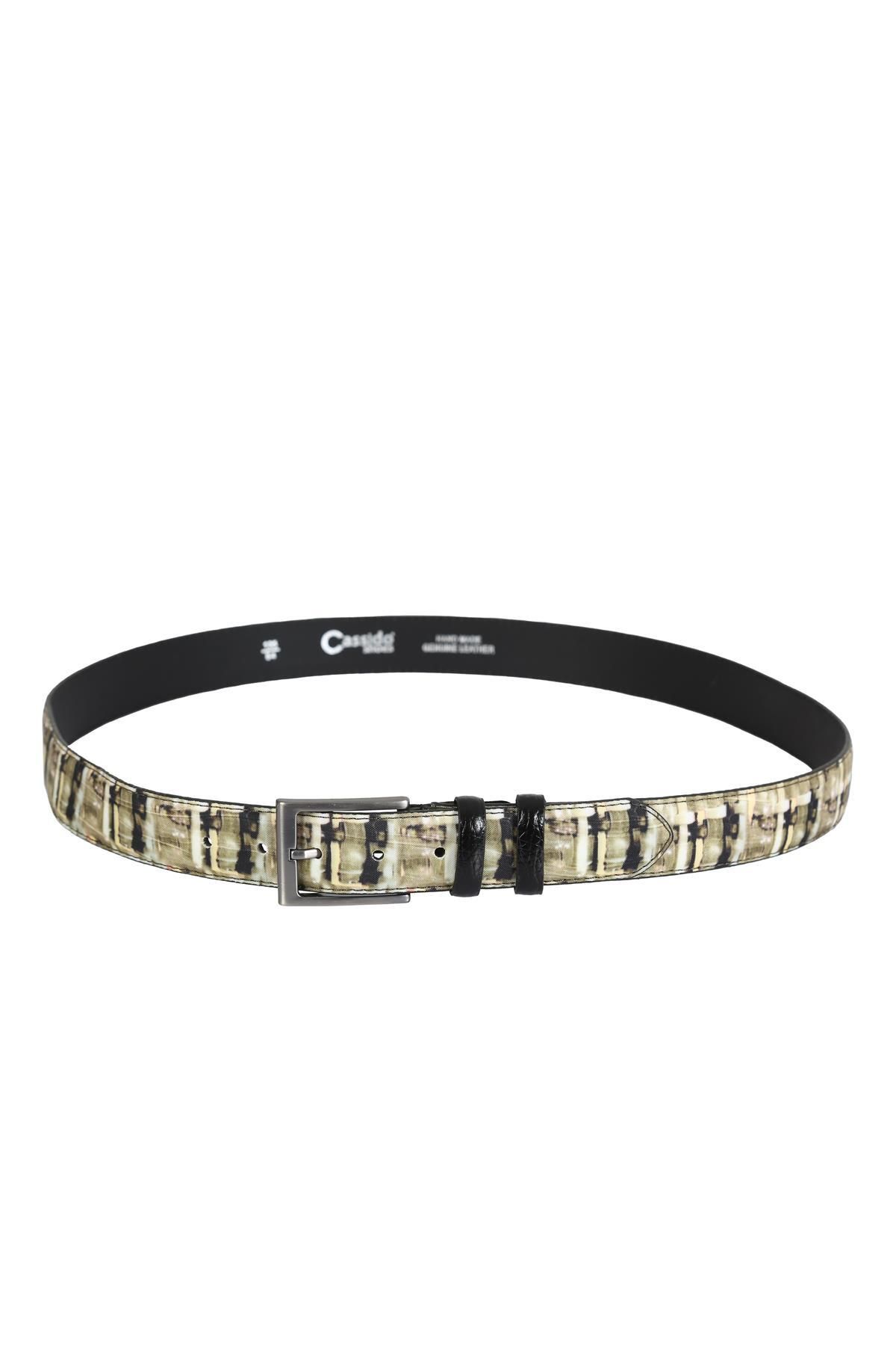 CassidoShoes-Leather Inside and Outside Printed Linen Belt 154 3