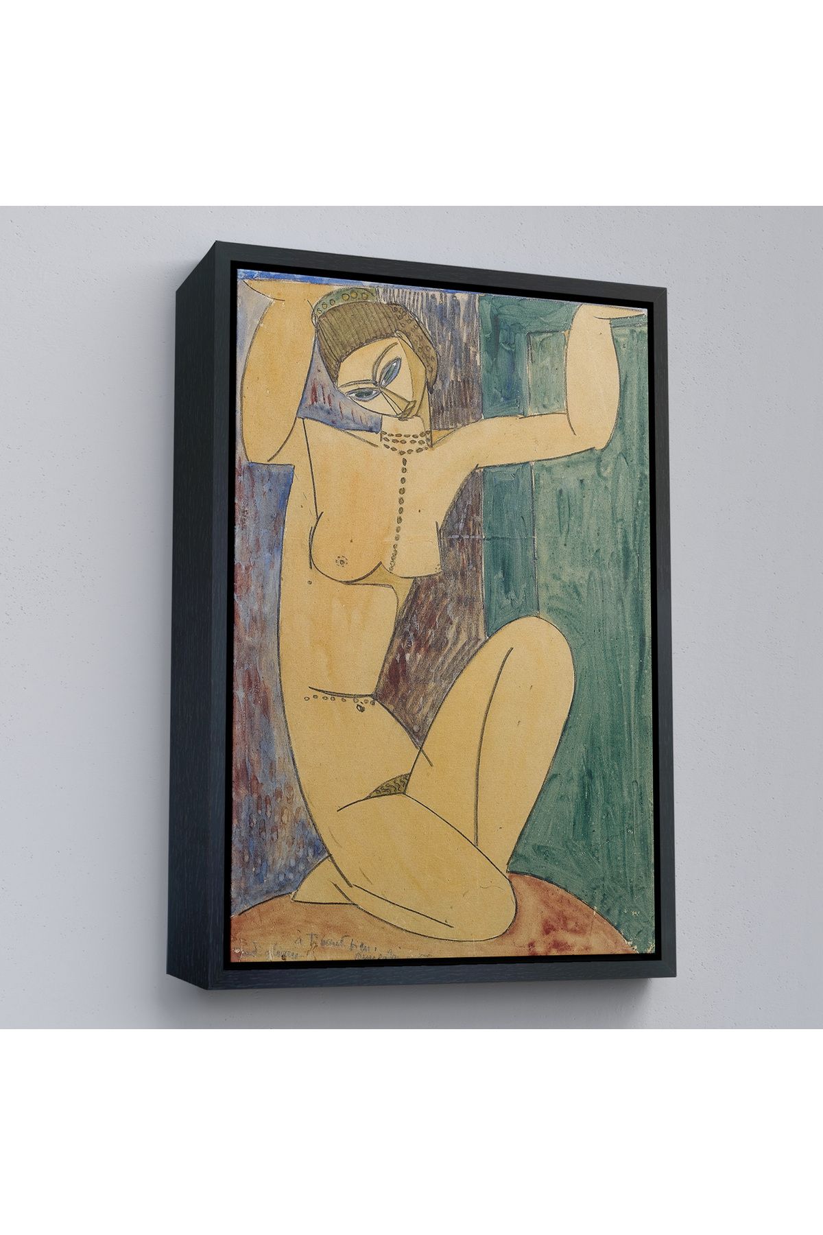 Jusoon Çerçeveli Amedeo Modigliani - Cariatide Tablo-8089