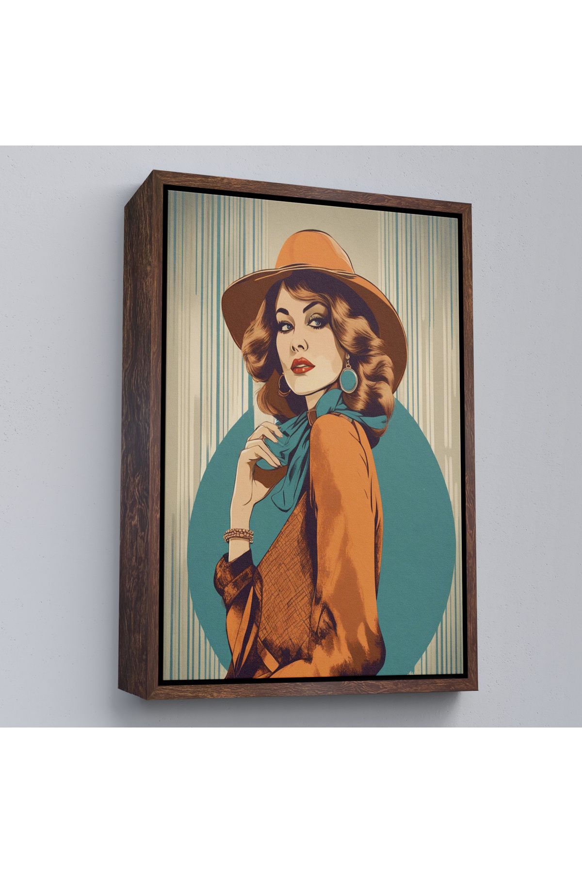 Shoprit Çerçeveli Güzel Retro Kadın Tablosu-8069