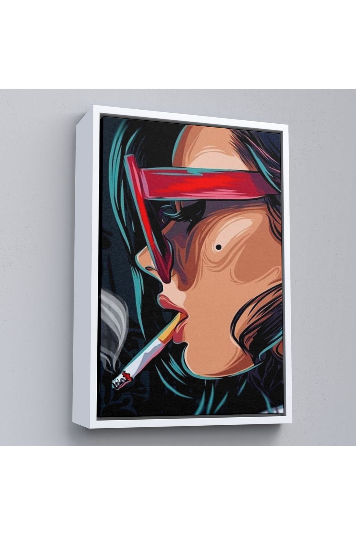 Shoprit Çerçeveli Sigara İçen Pop Art Kadın Tablosu-7929