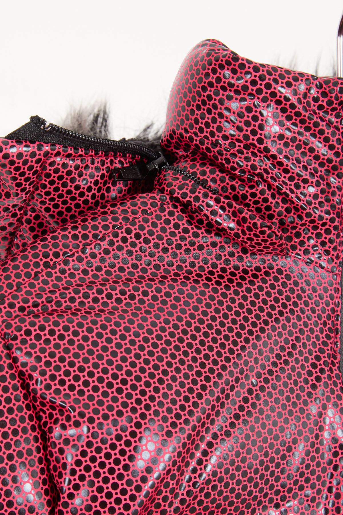 Cansın Mini-Girl's Hexagon Patterned Claret Red Puffer Coat 16272 4