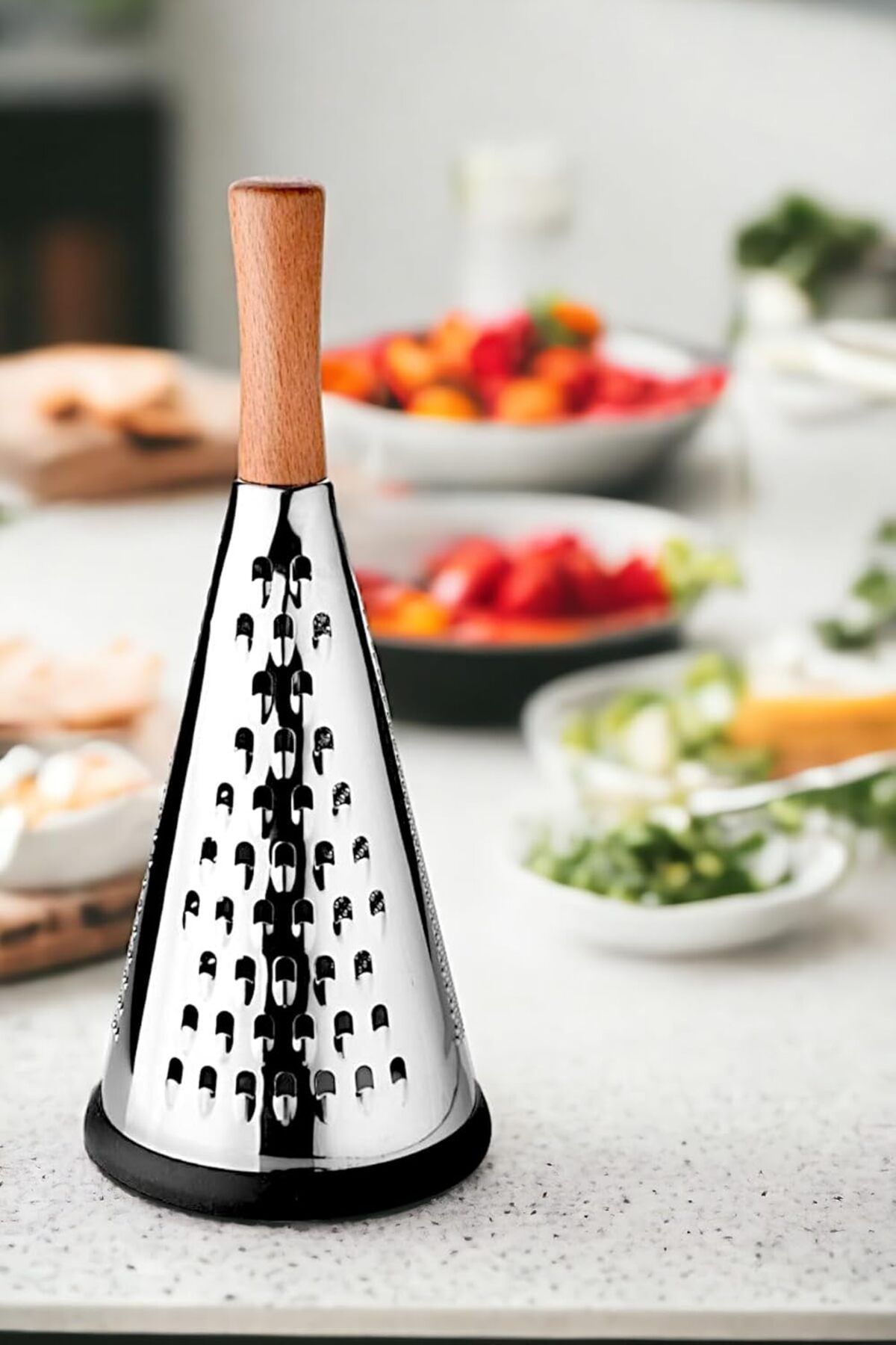 STOREMAX Ahşap Tutuculu 3 Taraflı Paslanmaz Çelik Lüks Şef Rendesi Büyük Boy 30 * 13cm, Ahşap