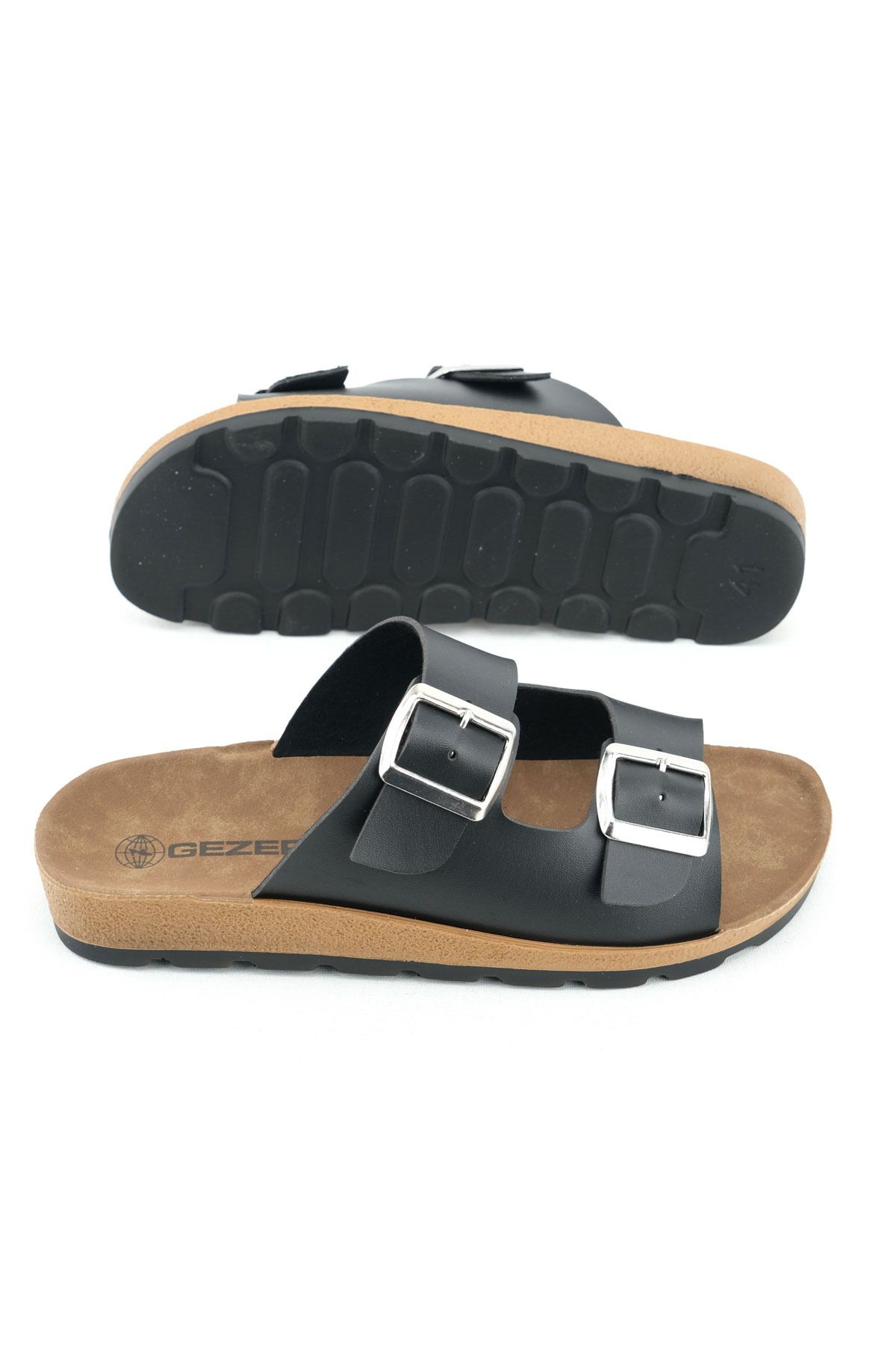 GEZER-Summer Men's Two Buckle Adjustable Comfortable Sole Faux Leather Daily Slippers 5