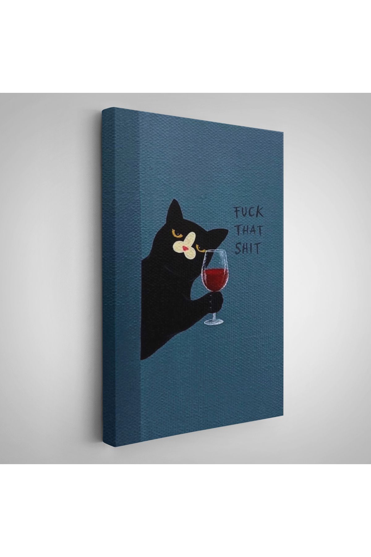 Atik Tasarım Çerçeveli Fuck That Shit Kedi Tablosu-7941