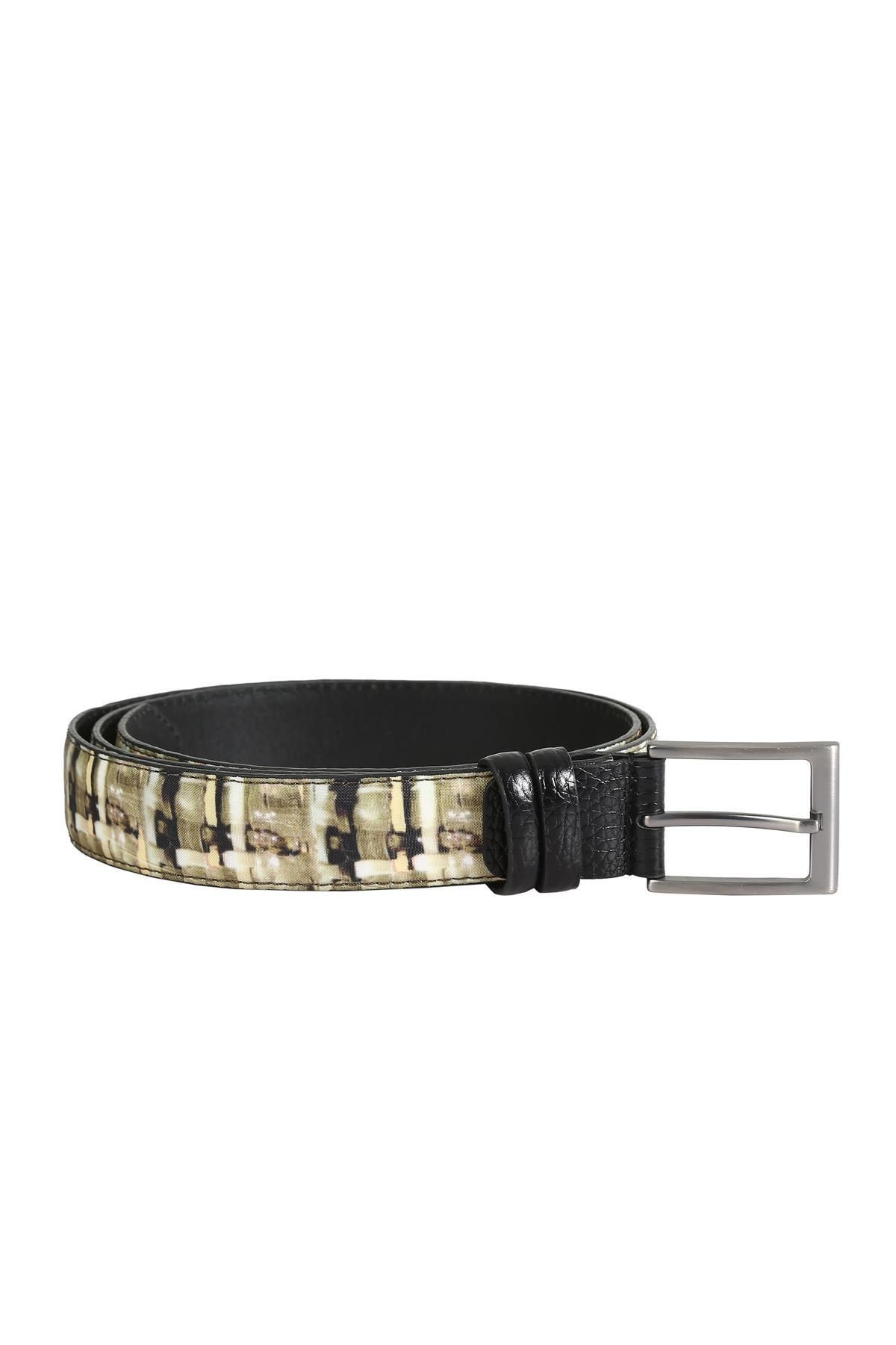 CassidoShoes-Leather Inside and Outside Printed Linen Belt 154 2